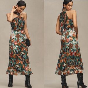 NWT Anthropologie Bl-nk Elainne Halter Silky Miaxi Dress XL